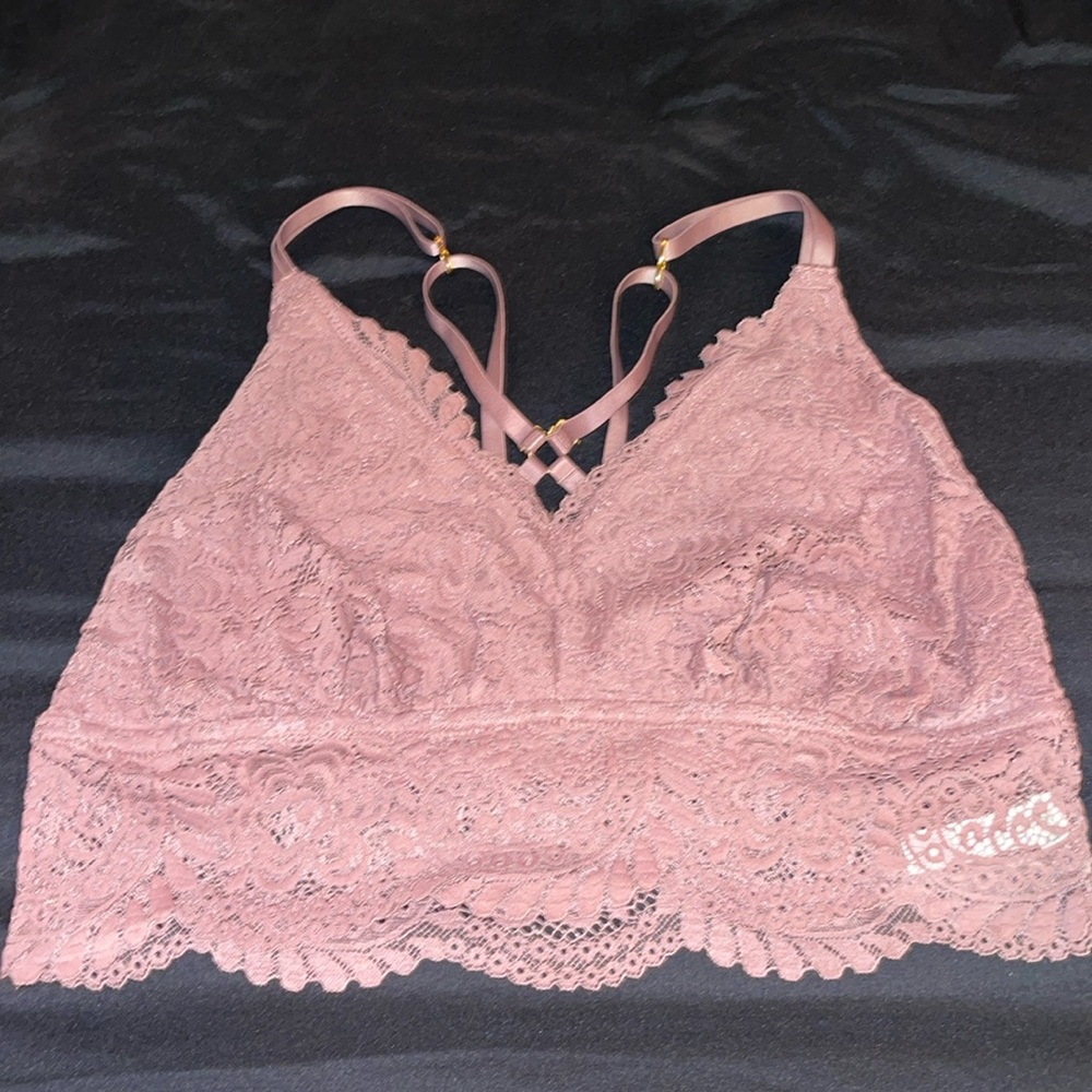 Aerie Mauve Lace Bralette Size XL
